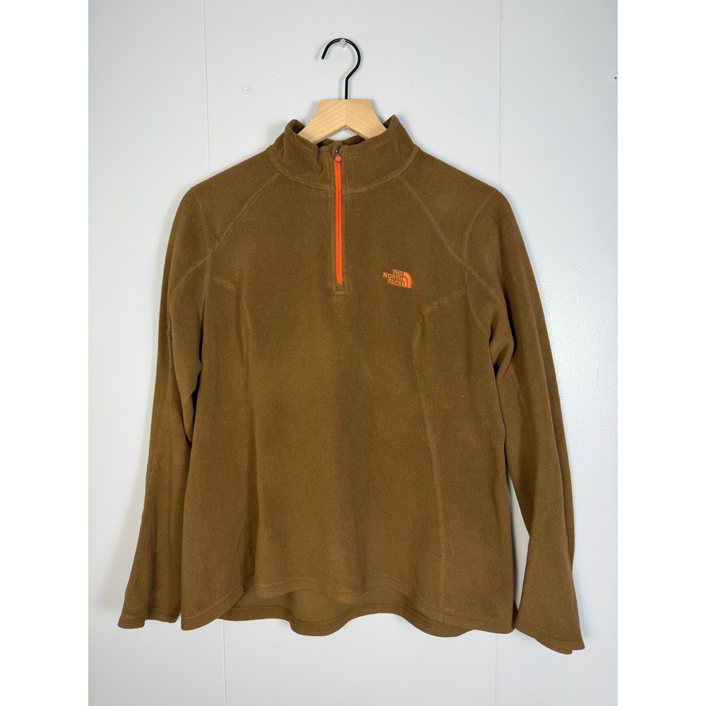 The North Face Fleece Granola Earthy Pullover Women L Brown Hiking Quarter Zip